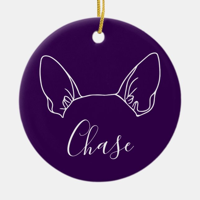 Ornamento De Cerâmica Chihuahua Ornament (Om Logo) (Frente)