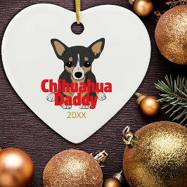 Ornamento De Cerâmica Chihuahua Pai Black Tan Date Dog
