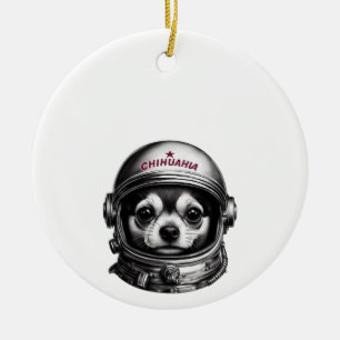 Ornamento De Cerâmica Chihuahua, Viajante Retro Cão Espacial Soviético