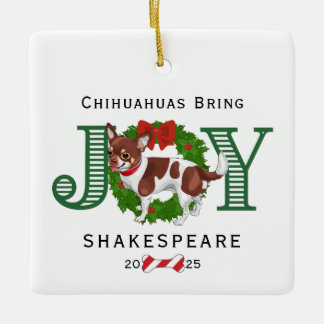 Ornamento De Cerâmica Chihuahuas Traga Joy