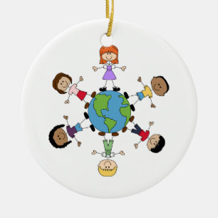 Ornamento De Cerâmica Children Around the World