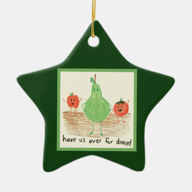 Ornamento De Cerâmica Child's Food Art, Green (Frente)