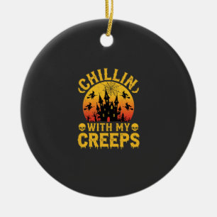 Ornamento De Cerâmica Chillin No Halloween Com Meus Creepy Castelo Assom