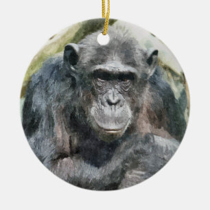 ORNAMENTO DE CERÂMICA CHIMPANZÉS