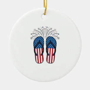 Ornamento De Cerâmica Chinelos Patrióticos Fogos de Artifício Camisa de