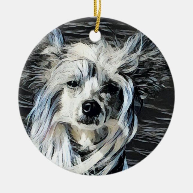 Ornamento De Cerâmica Chinese Crested (Frente)