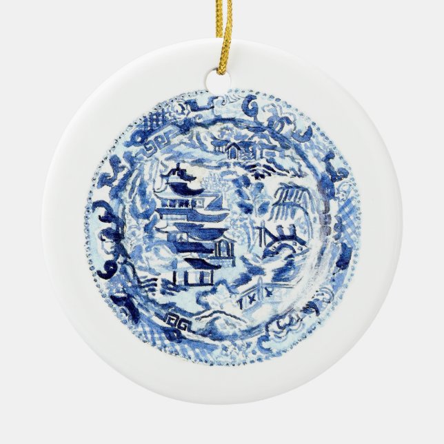 Ornamento De Cerâmica Chinoiserie Plate Cerâmica (Frente)