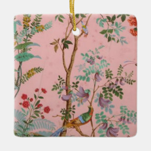Ornamento De Cerâmica Chinoiserie Rosa