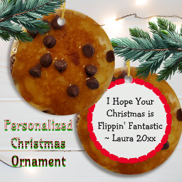Ornamento De Cerâmica Chip Pancakes de Chocolate com Xarope de Natal