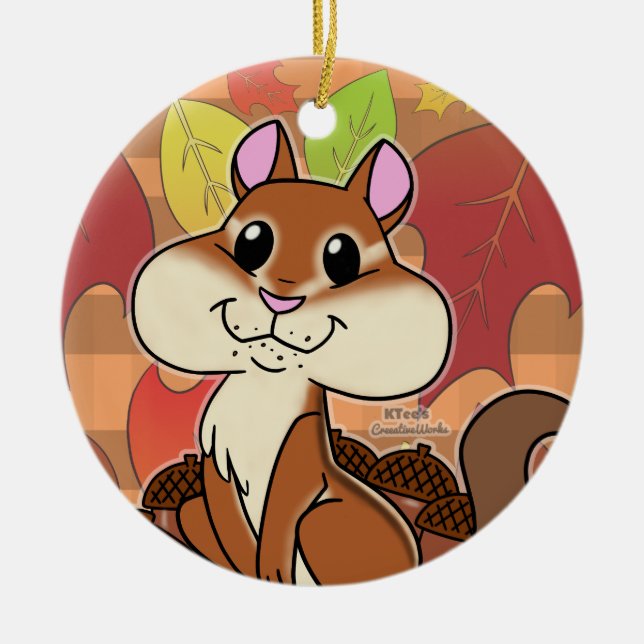 Ornamento De Cerâmica Chipmunk Cheeky - (Frente)