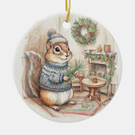 Ornamento De Cerâmica Chipmunk Christmas Wildlife Ornament