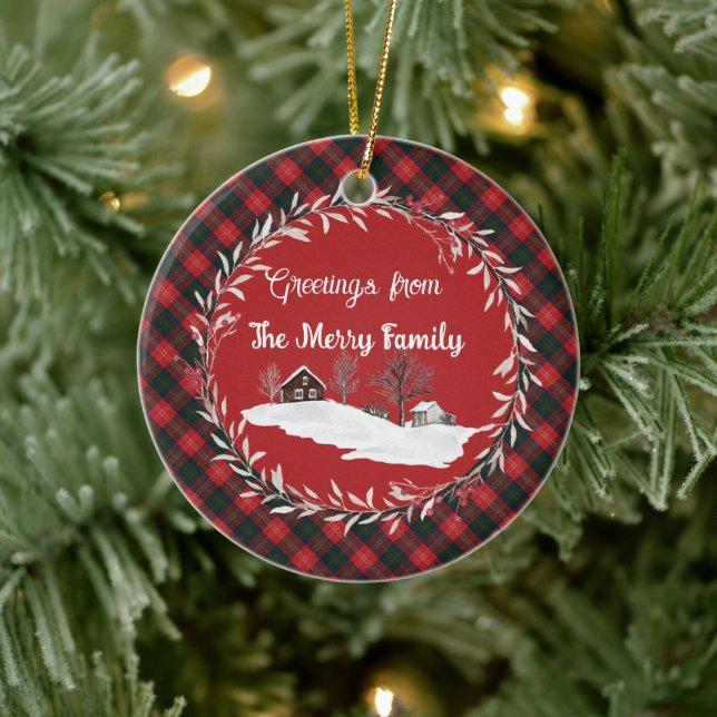 Ornamento De Cerâmica Chisholm Modern Original Scottish Tartan (Árvore)