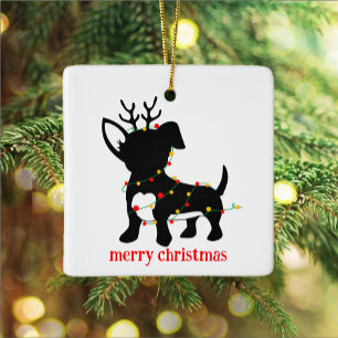 Ornamento De Cerâmica Chiweenie Christmas Lights