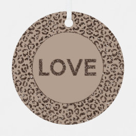 Ornamento De Cerâmica Chocolate Brown Mocha Cream Leopard Glitter Love