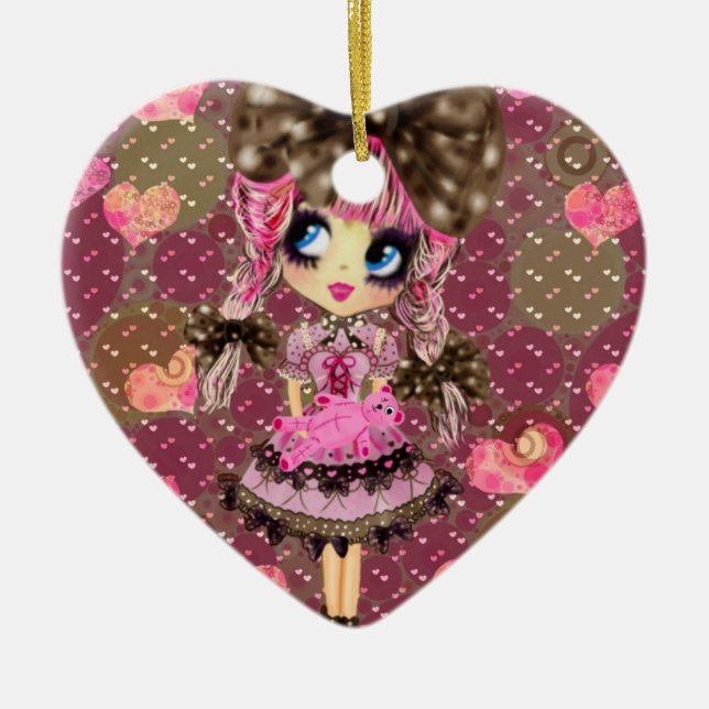 Ornamento De Cerâmica Chocolate Bubbles Kawaii Sweet Lolita PinkyP (Frente)