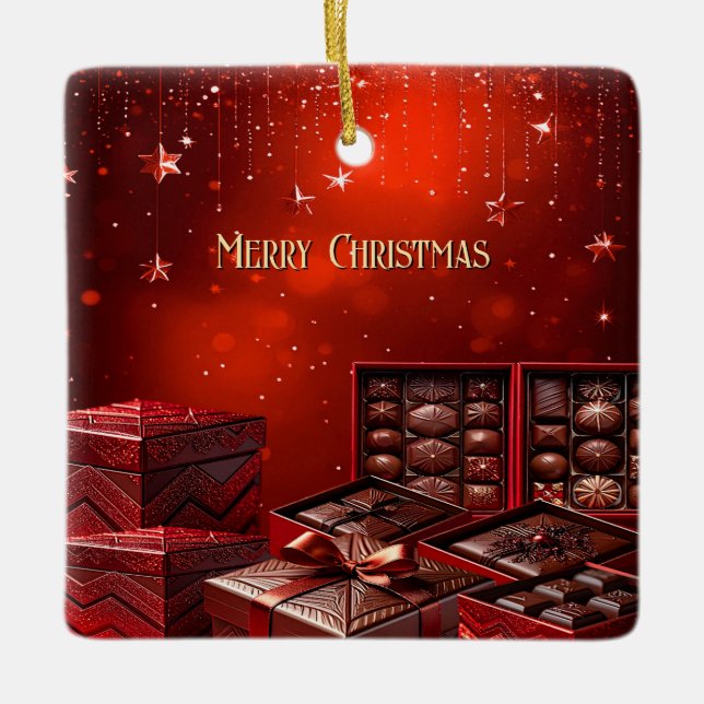 Ornamento De Cerâmica Chocolate Candy Christmas Holiday Ornament (Frente)