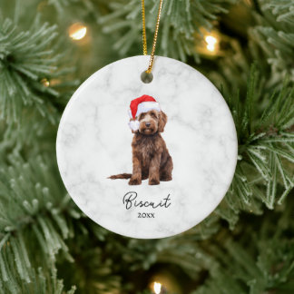 Ornamento De Cerâmica Chocolate Castanho Goldendoodle