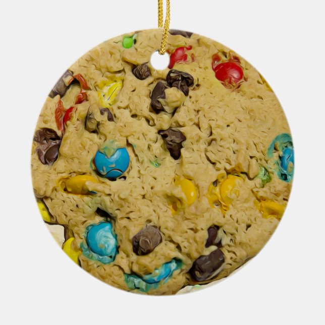 Ornamento De Cerâmica Chocolate Chip Cookie Realistic Food Christmas (Frente)