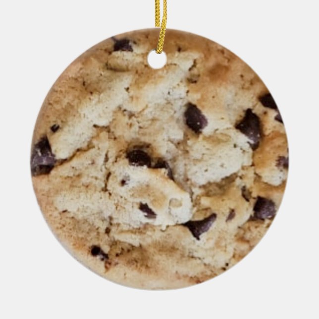 Ornamento De Cerâmica Chocolate Chip Cookie Romantic Christmas   (Frente)