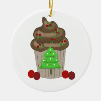 Ornamento De Cerâmica Chocolate Christmas Cupcake