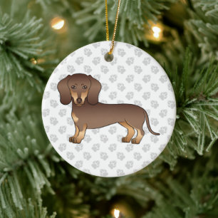 Ornamento De Cerâmica Chocolate E Cão-De-Cartoon De Cabelo Curto