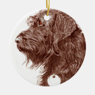Ornamento De Cerâmica Chocolate Labradoodle