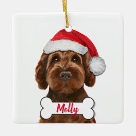 Ornamento De Cerâmica Chocolate Labradoodle / Chocolate Goldendoodle Cer