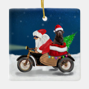 Ornamento De Cerâmica Chocolate Labrador Cão Natal Papai Noel