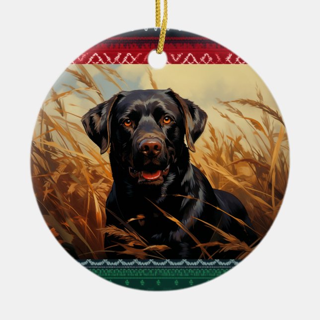 Ornamento De Cerâmica Chocolate Labrador Retriever (Frente)