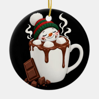 Ornamento De Cerâmica Chocolate Quente de Natal Boneco de Neve Fofo