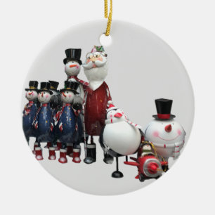 Ornamento De Cerâmica Choir de Natal, com Papais noeis, Snowman, Pinguim