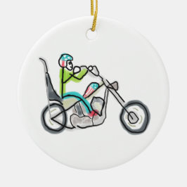 Ornamento De Cerâmica Chopper Motorcycle Stickman