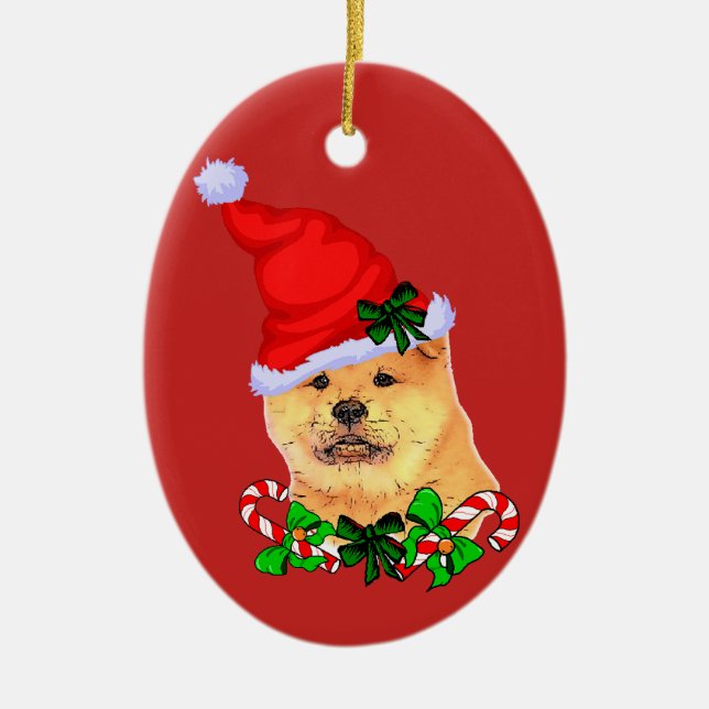 Ornamento De Cerâmica Chow Chow Christmas (Frente)
