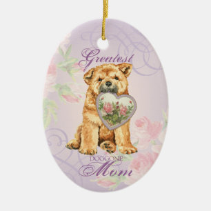 Ornamento De Cerâmica Chow Heart Mãe Cerâmica Ornament