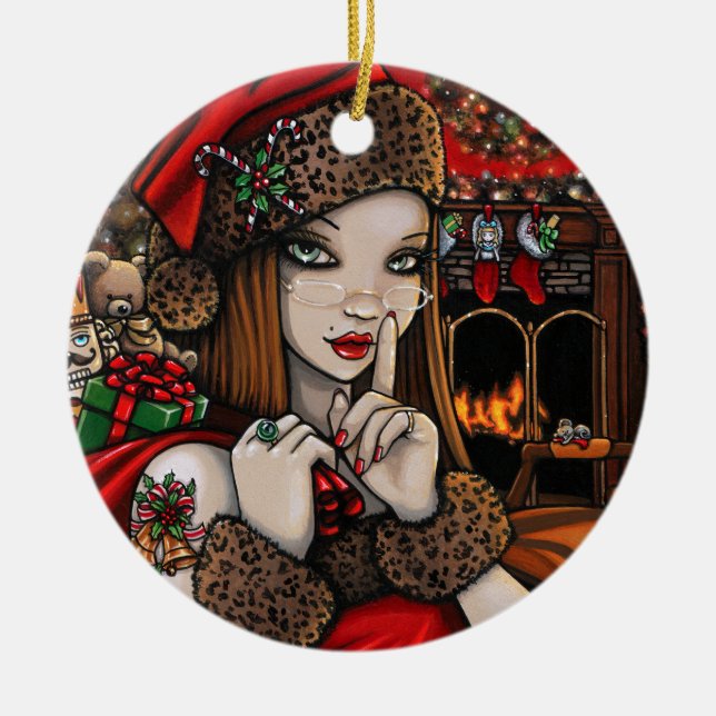 Ornamento De Cerâmica Chris Happy Holidays Natal Tradicional (Frente)