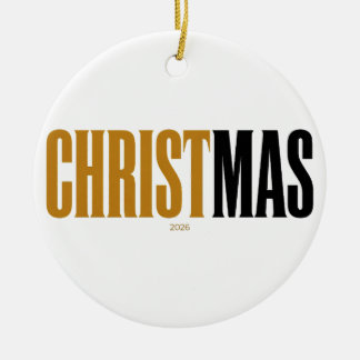 Ornamento De Cerâmica Christ É Natal Dourado 2026