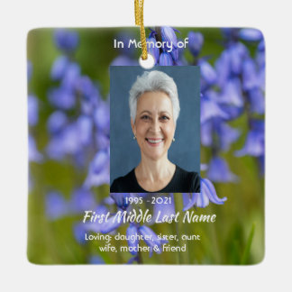 Ornamento De Cerâmica Christian Bluebells Flowers Memorial Keepsake
