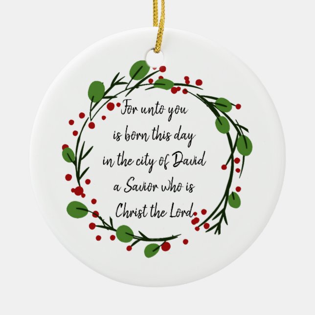 Ornamento De Cerâmica Christian Christmas Scripture Sticker Scripture (Frente)