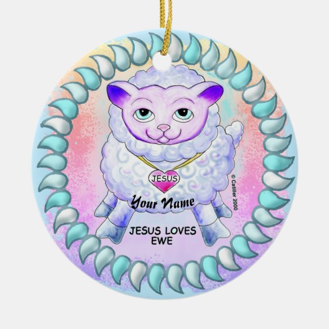 Ornamento De Cerâmica Christian Jesus Loves You  (Frente)