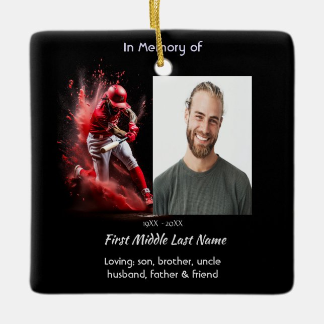 Ornamento De Cerâmica Christian Memorial Keepsake Baseball Softball  (Frente)