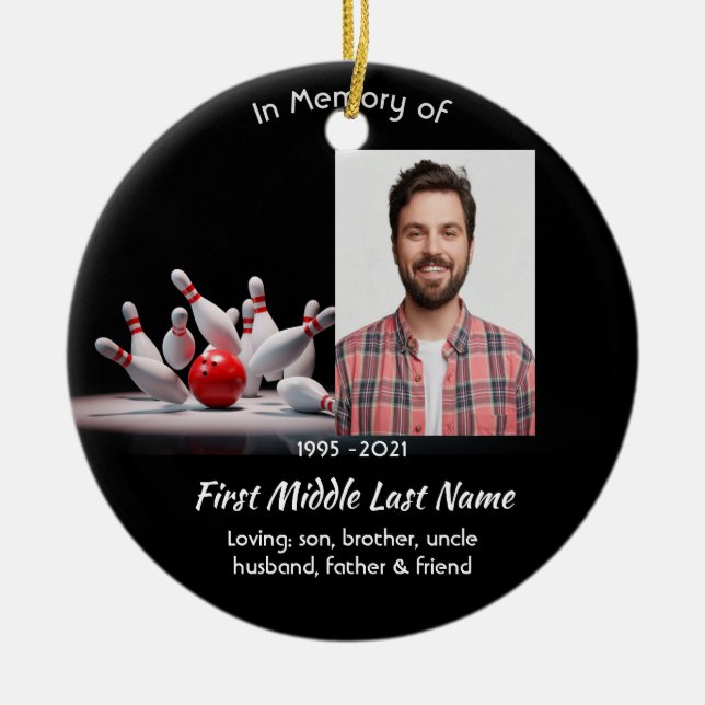 Ornamento De Cerâmica Christian Memorial Keepsake Bowling Bowler (Frente)