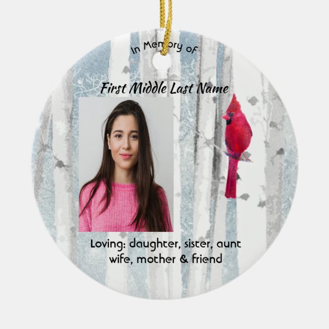 Ornamento De Cerâmica Christian Memorial Keepsake Cardinal Bird (Frente)