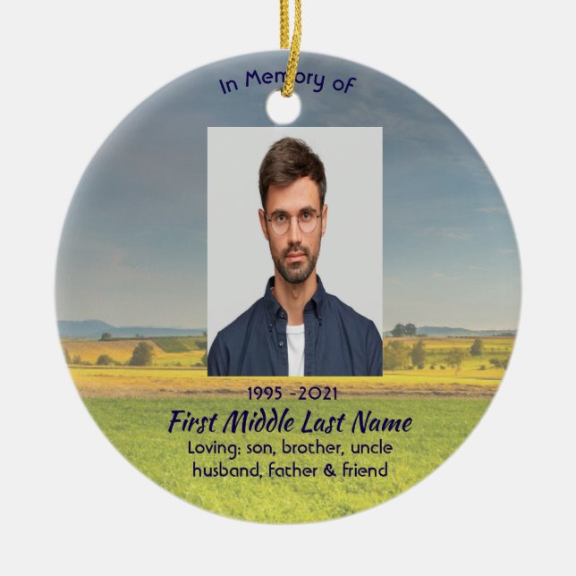 Ornamento De Cerâmica Christian Memorial Keepsake Farm Crop Prairie (Frente)