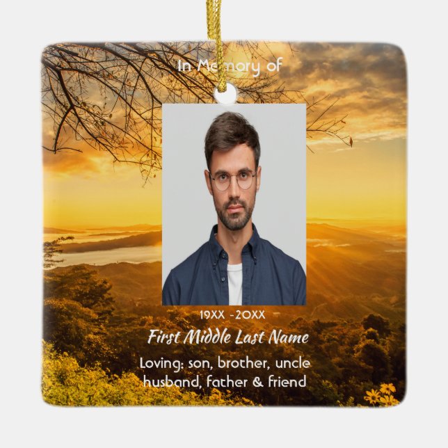 Ornamento De Cerâmica Christian Memorial Keepsake Golden Sunrise  (Frente)