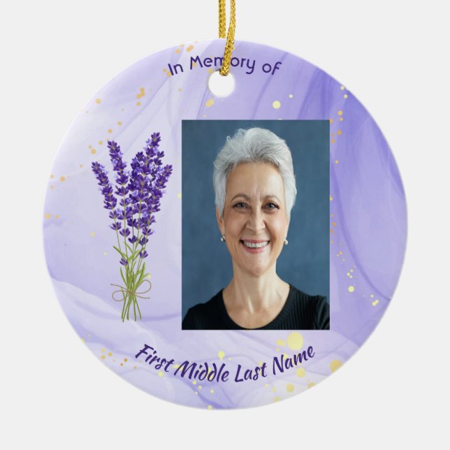 Ornamento De Cerâmica Christian Memorial Keepsake Lavender Garden Flower (Frente)
