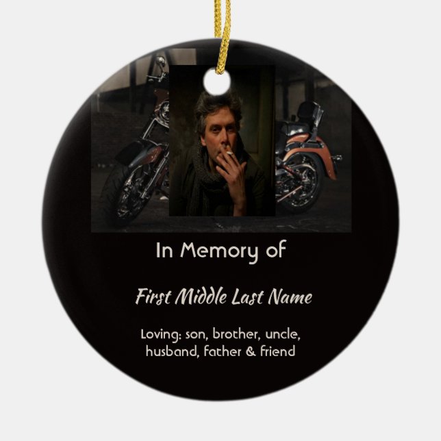 Ornamento De Cerâmica Christian Memorial Keepsake Motorcycle Biker (Frente)