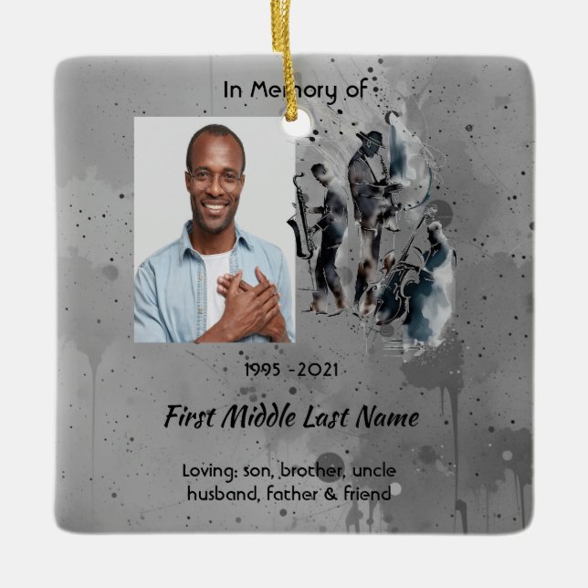 Ornamento De Cerâmica Christian Memorial Keepsake Music Jazz Band (Frente)