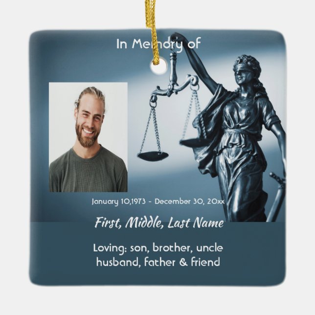 Ornamento De Cerâmica Christian Memorial Keepsake Scales Justice Law (Frente)