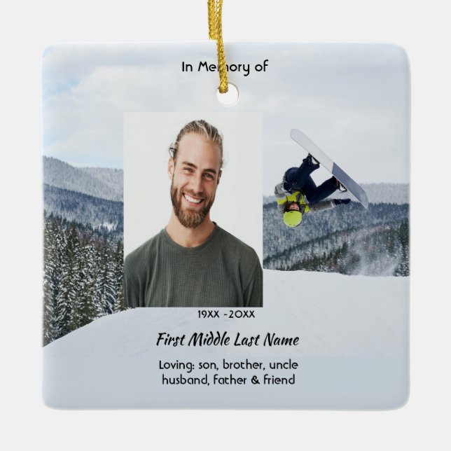Ornamento De Cerâmica Christian Memorial Keepsake Snowboarding Winter (Frente)