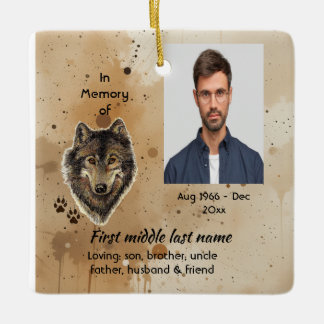 Ornamento De Cerâmica Christian Memorial Keepsake Wolf Wolves Animal